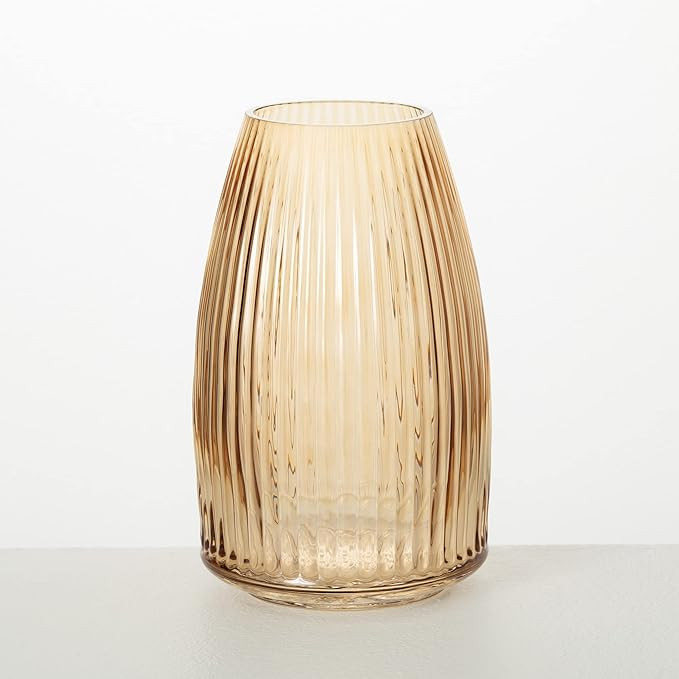 Sullivans Amber Ribbed Glass Vase, Flower Vase for Modern Home Decor, Minimalist Glass Vase for S... | Amazon (US)