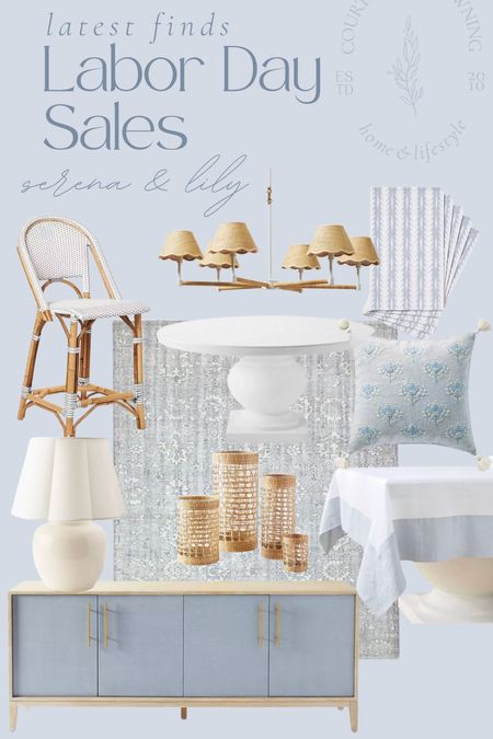 Labor Day sale! Up to 40% off at serena and Lily - dining table, furniture, coastal home, barstool, lamp, blue rug, home decor, pillows, blue and white decor 

#LTKhome #LTKsalealert