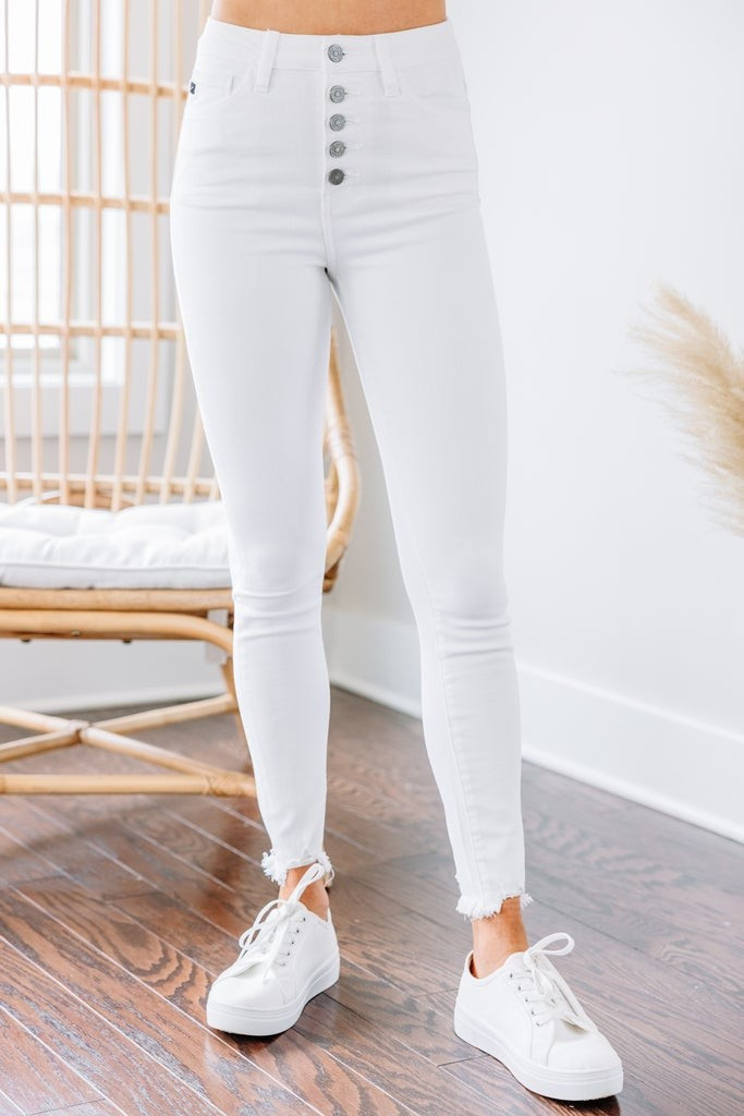KanCan: Going Up White High Waist Skinny Jeans | The Mint Julep Boutique