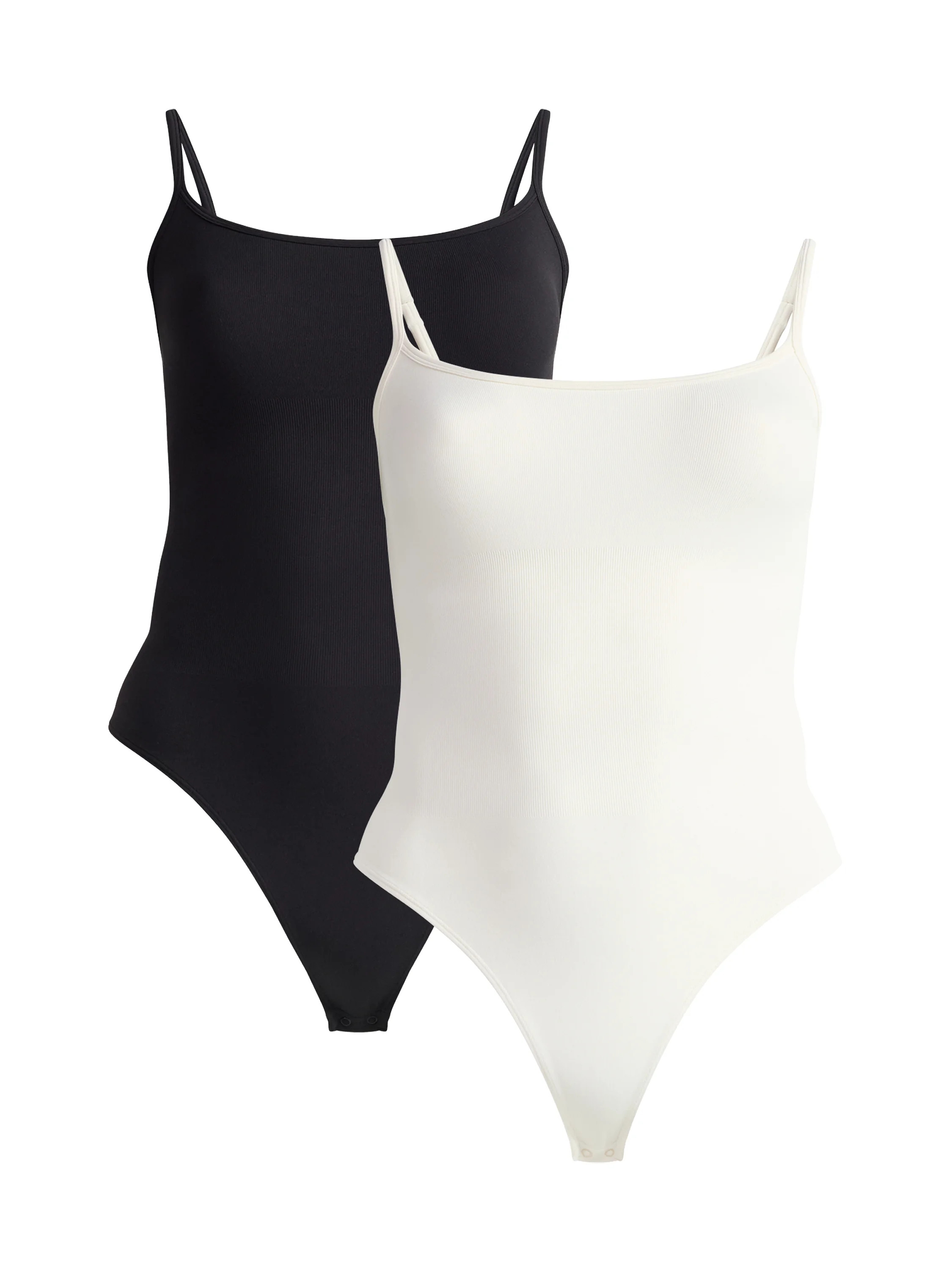 Joyspun Women's Seamless Shaping Ribbed Cami Bodysuit, 2-Pack, Sizes XS-XXXL - Walmart.com | Walmart (US)
