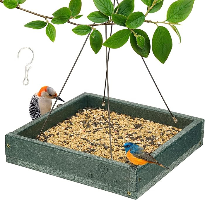 Kingsyard Platform Mealworm Bird Feeder for Outside, Recycled Plastic Hanging Tray Bird Feeders w... | Amazon (US)