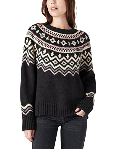Lucky Brand Women's Fair Isle Print Pullover, Black Multi, Large | Amazon (US)