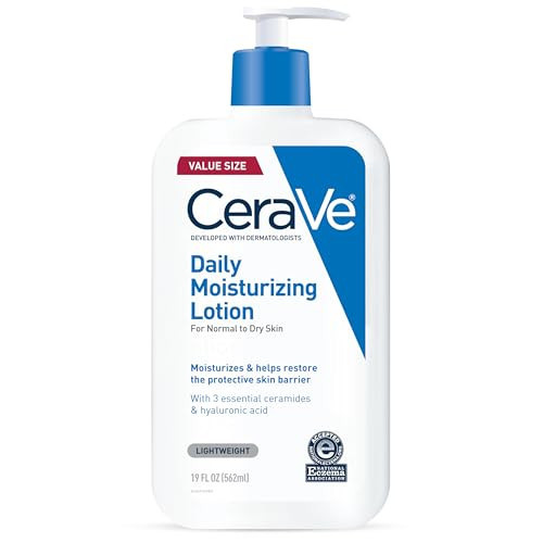 CeraVe Daily Moisturizing Lotion for Dry Skin, Body Lotion & Face Moisturizer with Hyaluronic Acid and Ceramides, Daily Moisturizer, Fragrance Free, Oil-Free, 19 Ounce | Amazon (US)