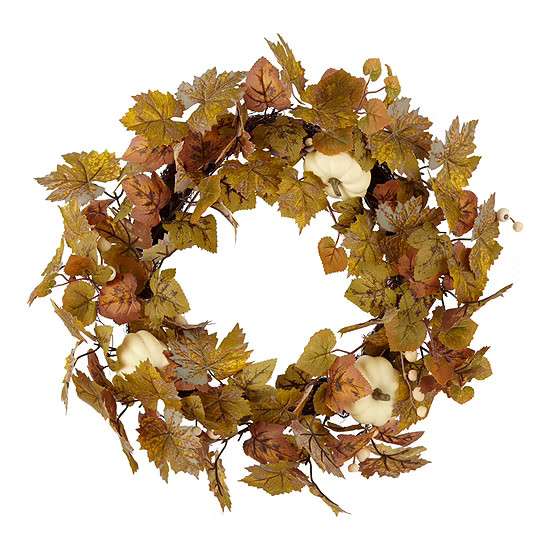 Layerings Autumn Market 22" White Pumpkin Wreath | JCPenney