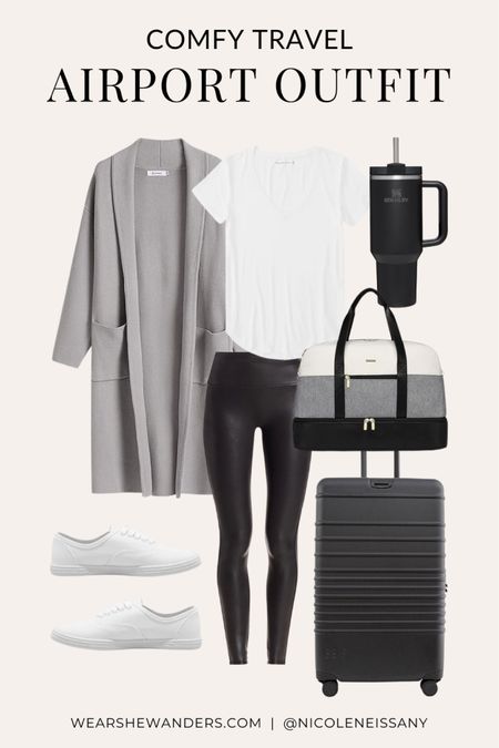 Airport outfit / travel outfit

// comfy travel outfit, comfy airport outfit, casual outfit, errands outfit, school outfit, athleisure outfit, coffee run outfit, brunch outfit, rainy day outfit, lazy day outfit, spring outfit, spring fashion, spring trends, spring 2024 trends, coatigan, coat cardigan, tee, t-shirt, spanx leggings, faux leather leggings, canvas sneakers, white sneakers, Stanley tumbler, weekender tote bag, weekender bag, travel tote, travel bag, beis carry on suitcase, beis luggage, Amazon fashion, Spanx, Target, Lululemon, Revolve, what to wear to the airport, travel style, travel fashion, neutral outfit, neutral fashion, neutral style, Nicole Neissany, Wear She Wanders, wearshewanders.com (4.4)

#LTKstyletip #LTKfindsunder50 #LTKitbag #LTKtravel #LTKsalealert #LTKshoecrush #LTKfindsunder100