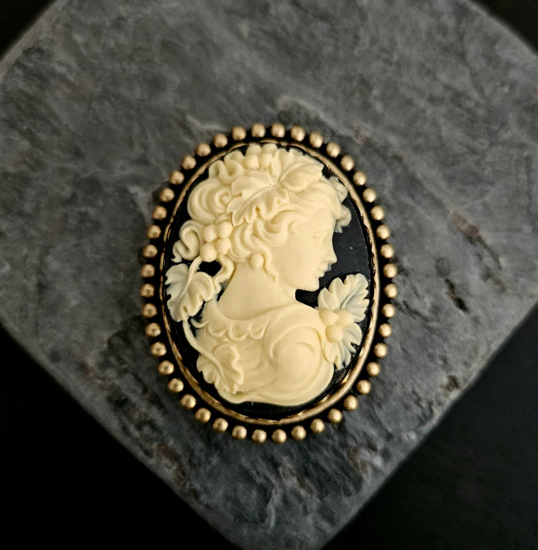 Black Cameo Brooch, Grecian Black Ivory Classic Brooch, Cameo Jewelry, Holiday Gift Ideas, Gift I... | Etsy (US)