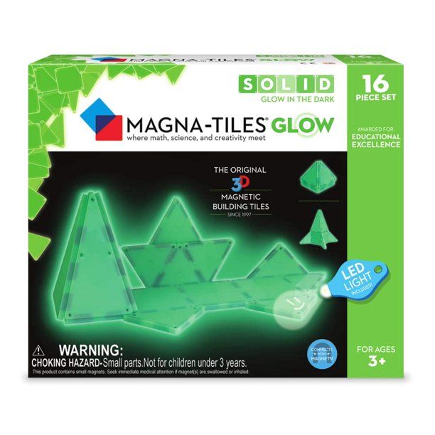 Magna-Tiles 16-Piece Glow In The Dark Set – LED LIGHT INCLUDED – The Original, Award-Winning ... | Walmart (US)