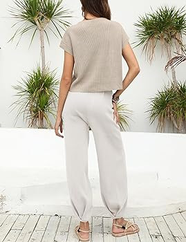 Ugerlov Women's Two Piece Outfits Sweater Sets Knit Pullover Tops and High Waisted Pants Lounge S... | Amazon (US)