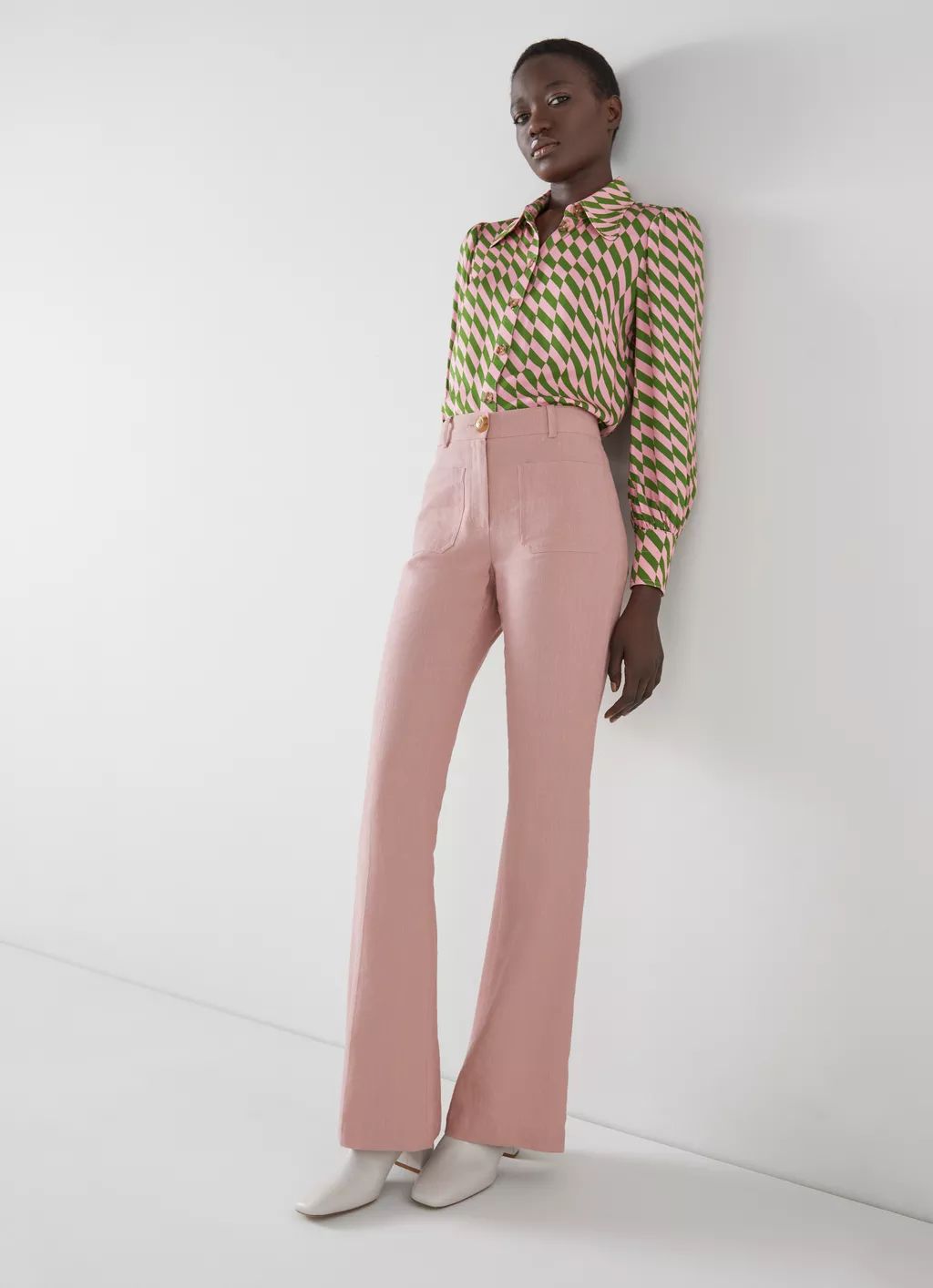 Avery Pink Italian Linen-Cotton Trousers | L.K. Bennett (UK)