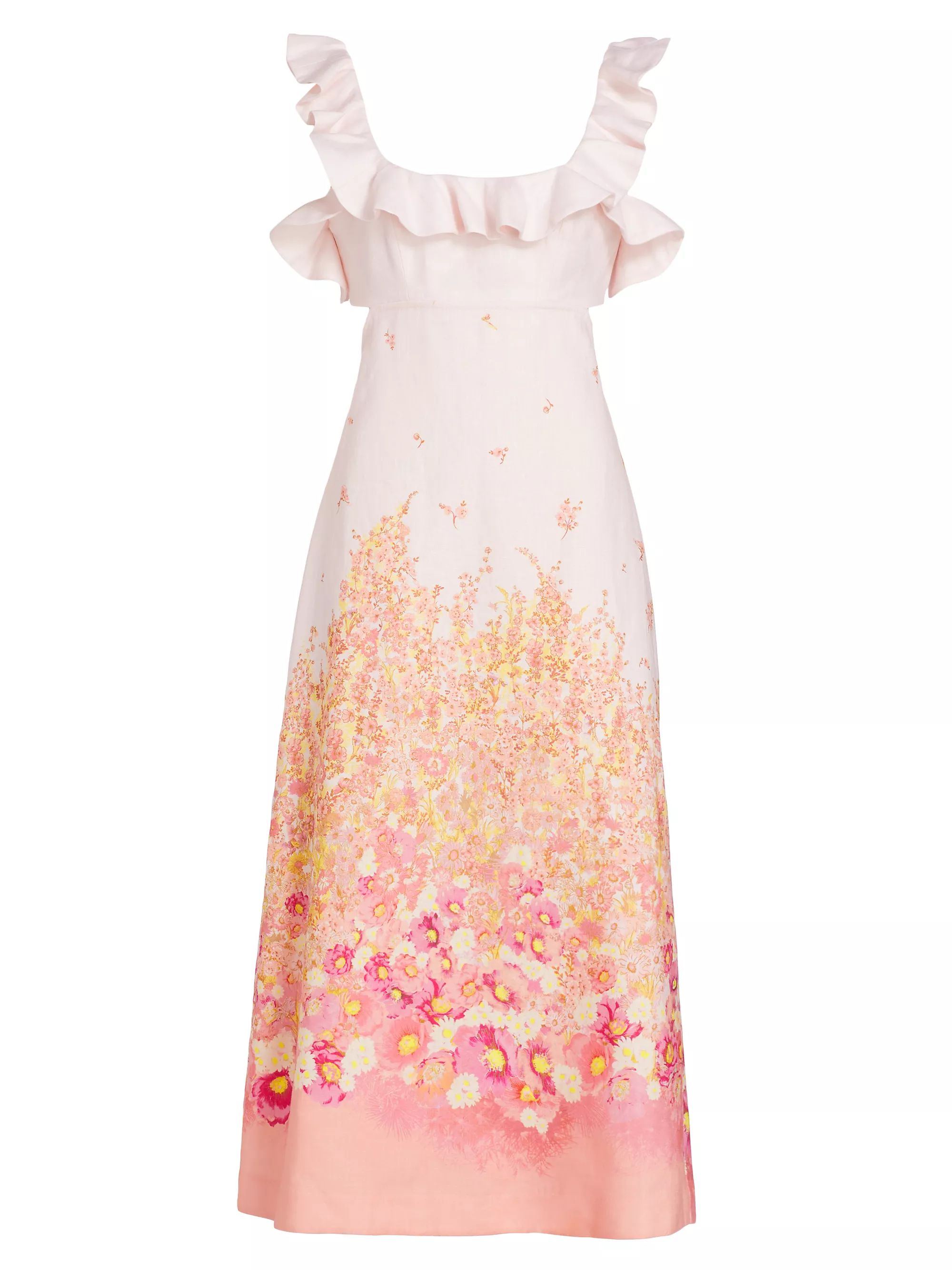 Ruffled Floral Midi-Dress | Saks Fifth Avenue