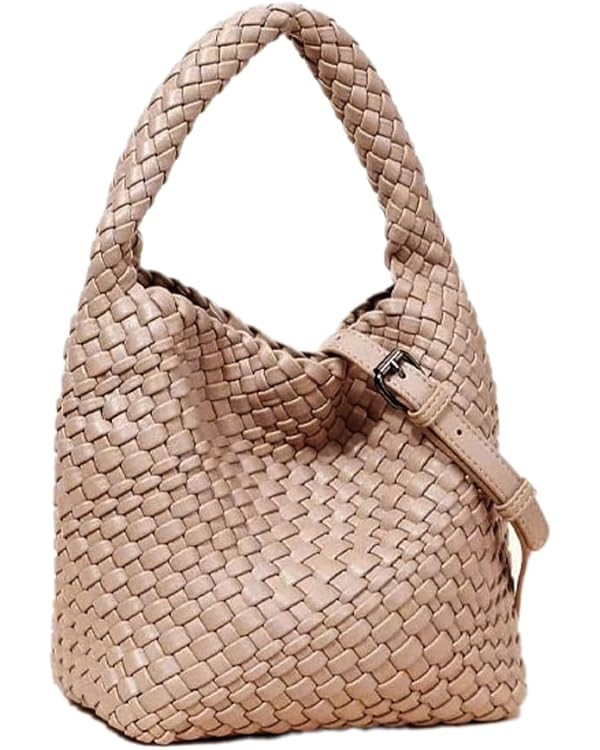 Woven Leather Bags for Women Knoted Women Handbag Designer Shoulder Bucket Purse Handmade Fashion... | Amazon (US)