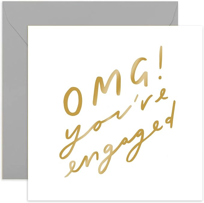 Old English Co. OMG Engaged Card - Cute and Fun Gold Foil Greeting For Her and Him | Engagement C... | Amazon (US)