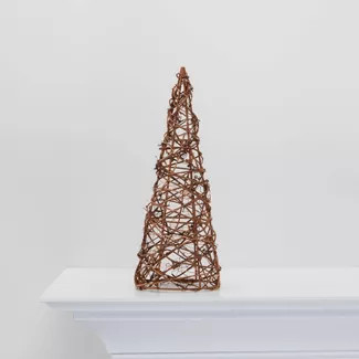 Small Lit Grapevine Cone Tree Christmas Tree Decorative Figurine - Wondershop™ | Target