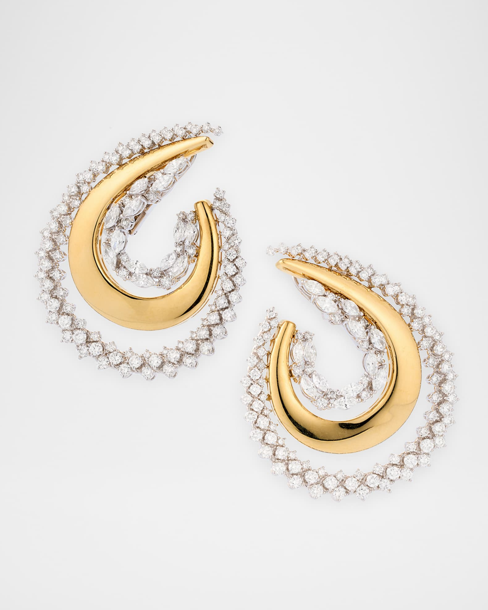 18K Yellow and White Gold Golden Strada Drop Earrings with Diamonds | Neiman Marcus