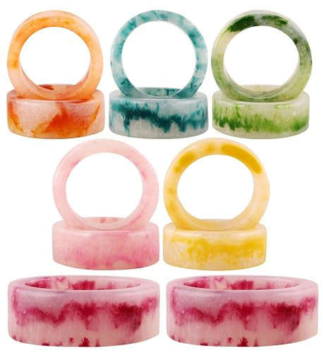 CLEENTABLE Epoxy Resin Napkin Rings Set - 12 Pcs Decorative Pastel Table Holders, 1.5" Dia, Art Deco Style - Ideal for Weddings, Dinner, Parties, Home, Dining, Gifting, Indoor & Outdoor (Multi) | Amazon (US)