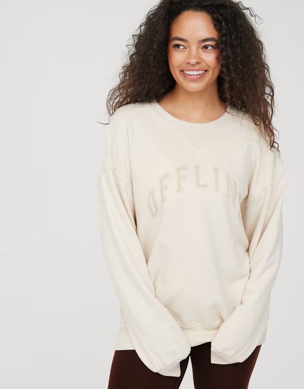 OFFLINE By Aerie Throw-Back Fleece Crewneck Sweatshirt | Aerie