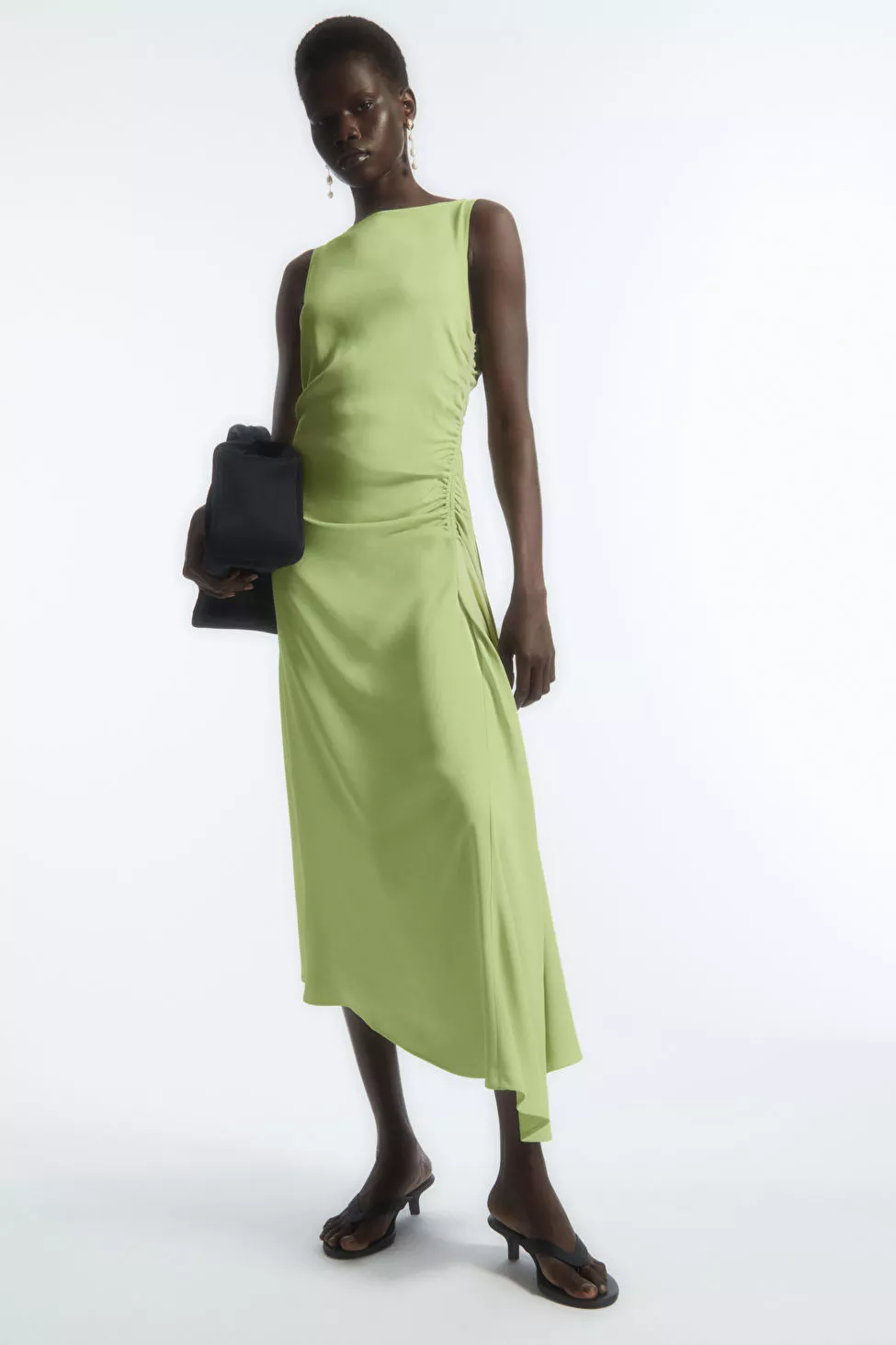 ASYMMETRIC GATHERED SATIN MIDI … curated on LTK