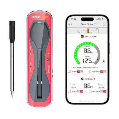 ThermoPro - TempSpike Bluetooth Smart Food/Meat Thermometer - Red/Black | Best Buy U.S.