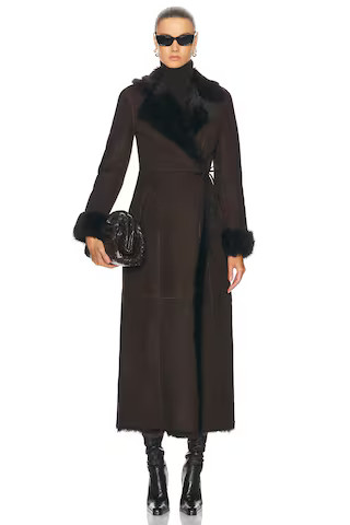 NOUR HAMMOUR Joni Coat in Brown | FWRD 