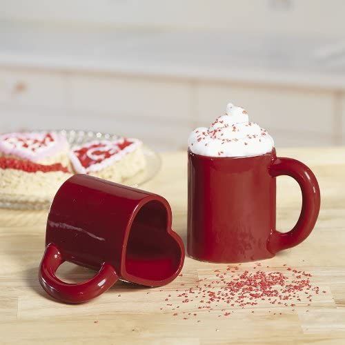 Fun Express Red Heart Shaped Ceramic Mugs - Set of 2. - Each holds 8 oz - Mother's Day, Valentine... | Amazon (US)