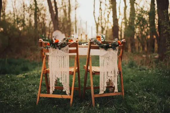 Bohemian Wedding Decor - Macrame Chair Backs / Ceremony Chairs / Bride And Groom Chairs / Wall Hangi | Etsy (US)