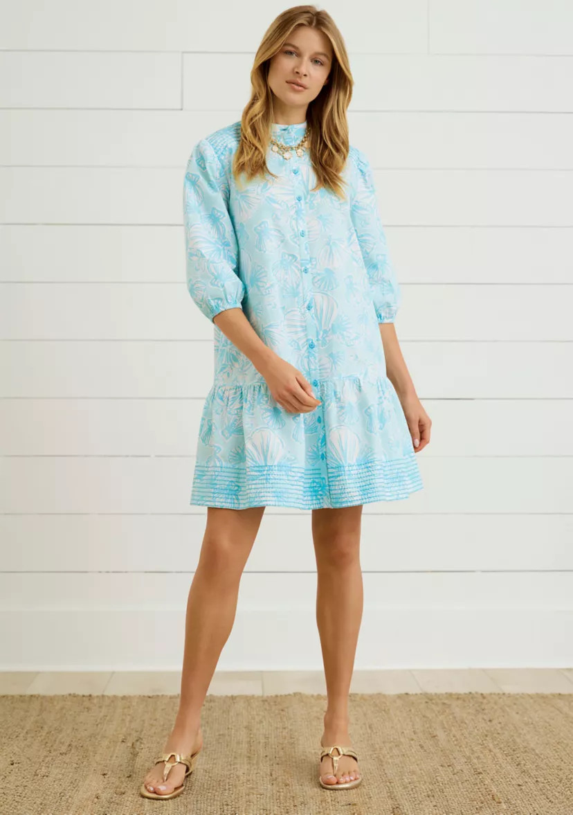 Sewing Down South x Crown & Ivy™ Brooke Three Quarter Sleeve Printed Dress with Embroidery | Belk