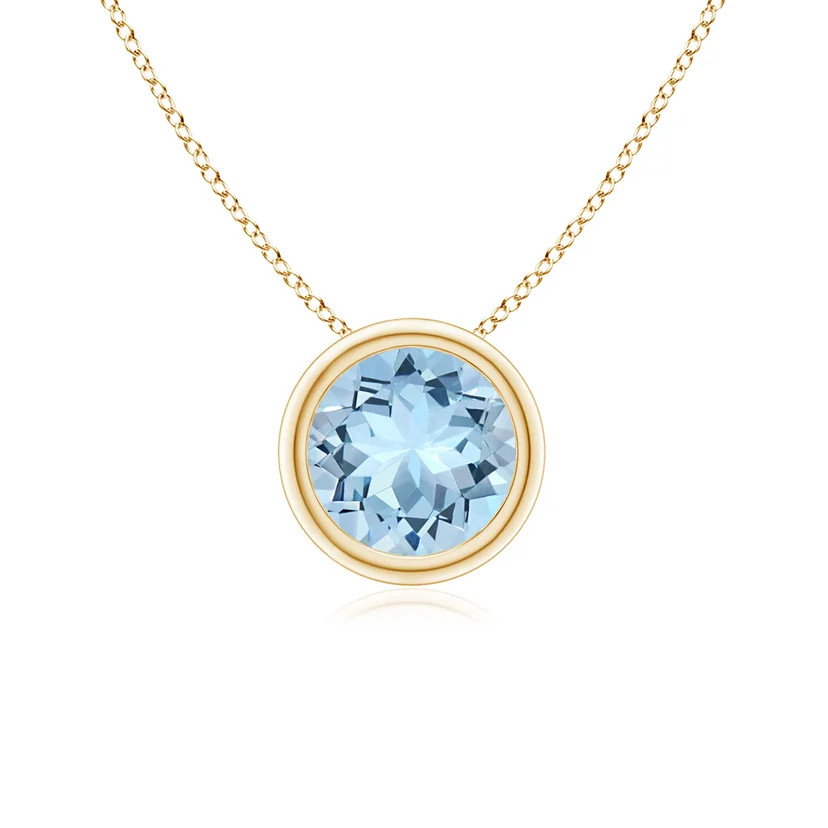 Bezel-Set Round Aquamarine Solitaire Pendant | Angara Inc.