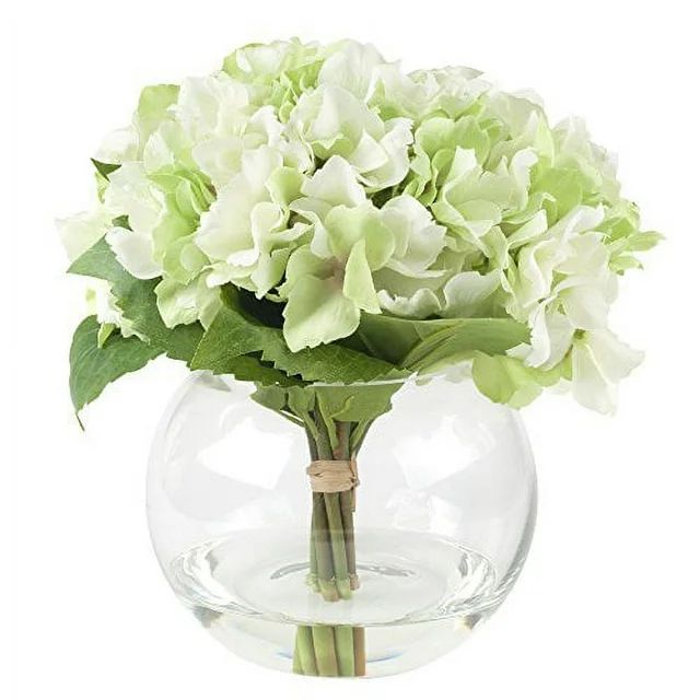Pure Garden 50-138 Hydrangea Floral Arrangement with Glass Vase - Green | Walmart (US)