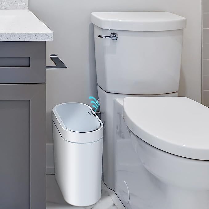 JOYBOS Bathroom Trash Can,3 Gallon Waterproof Automatic Small Bathroom Garbage Can with Lid, Slim... | Amazon (US)