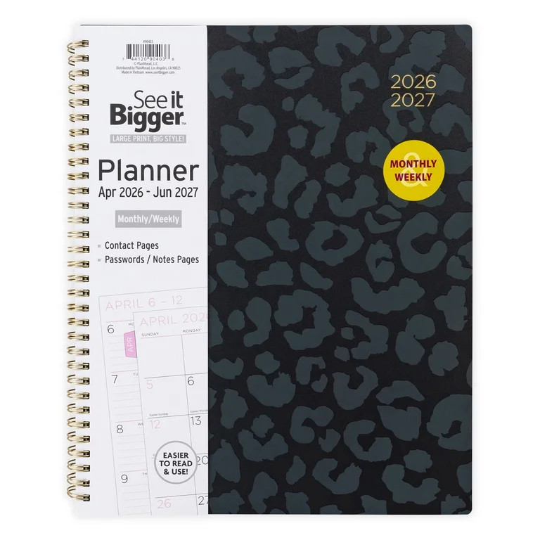 See It Bigger M/W Planner, Large (9" x 11.25"), Black, 15-Month: Apr 2026 - Jun 2027 | Walmart (US)