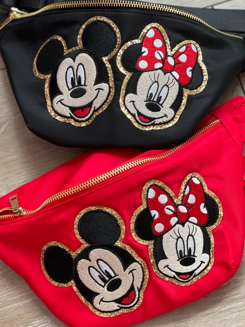 NOW SEWN ON*** Mickey Fanny Pack. Minnie Fanny Pack. Disney Vacation Bag. Jumbo Fanny pack Extend... | Etsy (Global)