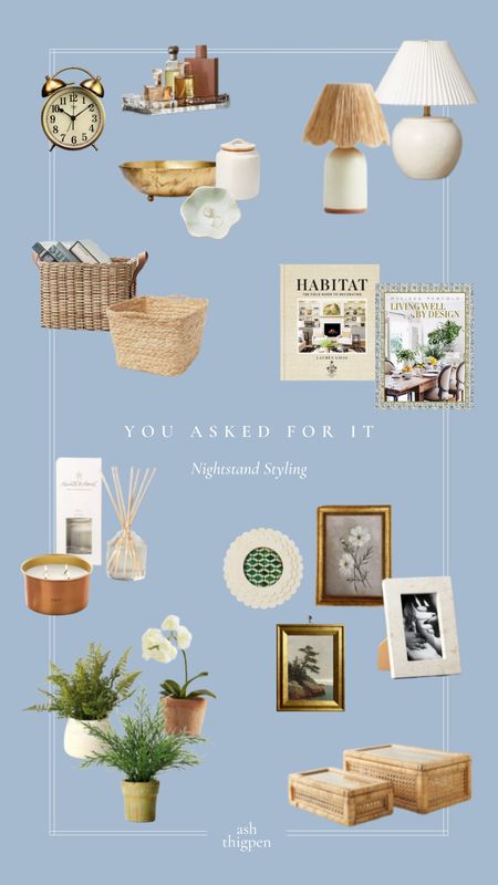 You asked for it! Nightstand styling // books, frames, plants, baskets, boxes, trays, bowls, trinkets, lamps, candles, reed diffuser

#LTKhome