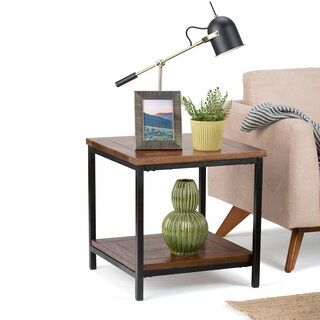 WYNDENHALL Rhonda Solid Mango Wood and Metal 22 inch Wide Square Modern Industrial End Side Table... | Bed Bath & Beyond