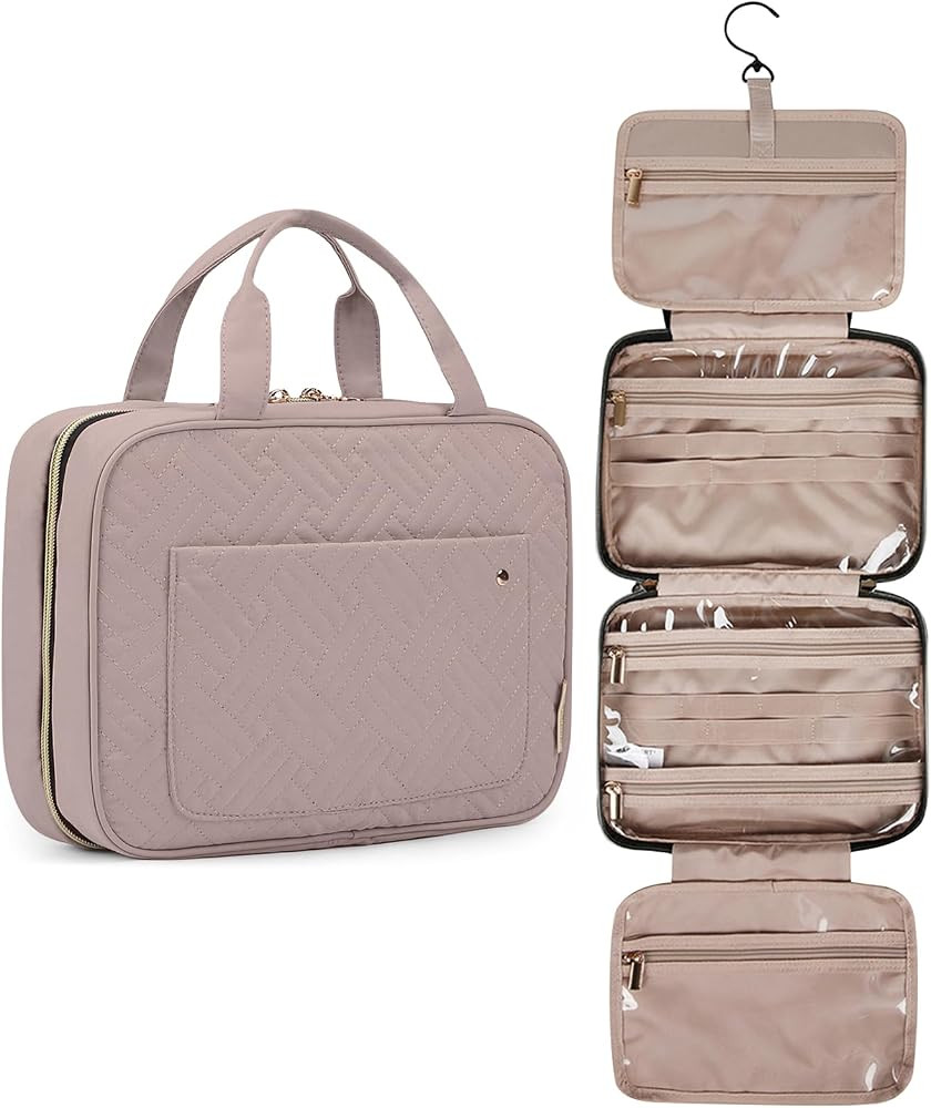 BAGSMART Toiletry Bag Travel Bag with Hanging Hook, Water-resistant Makeup Cosmetic Bag Travel Or... | Amazon (US)