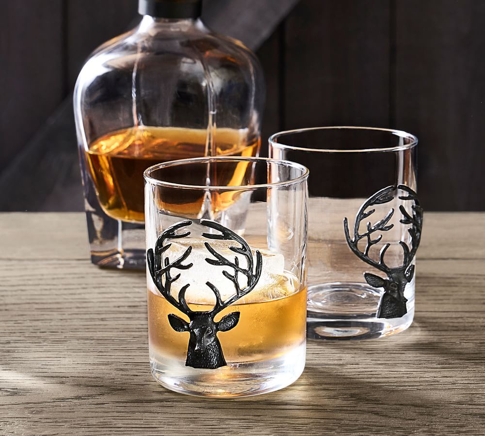 Bronze Stag Medallion Double Old Fashioned - Set of 2 | Pottery Barn (US)