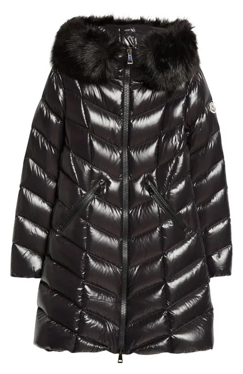 Moncler Fulmarus Hooded Down Puffer Jacket with Removable Faux Fur Trim in Black at Nordstrom, Si... | Nordstrom