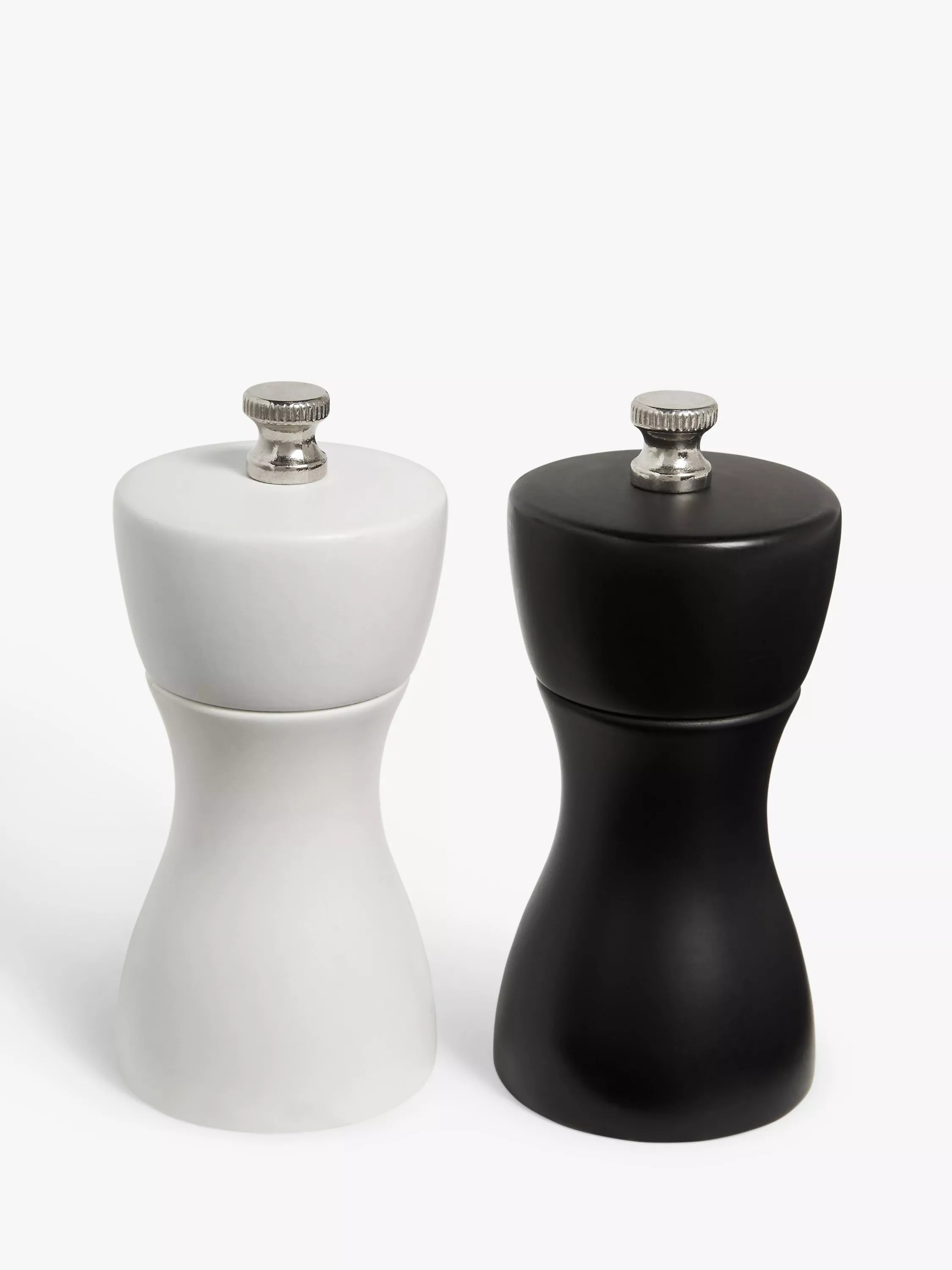 John Lewis Rubber Wood Salt & Pepper Mills, Set of 2, Black/White | John Lewis (UK)