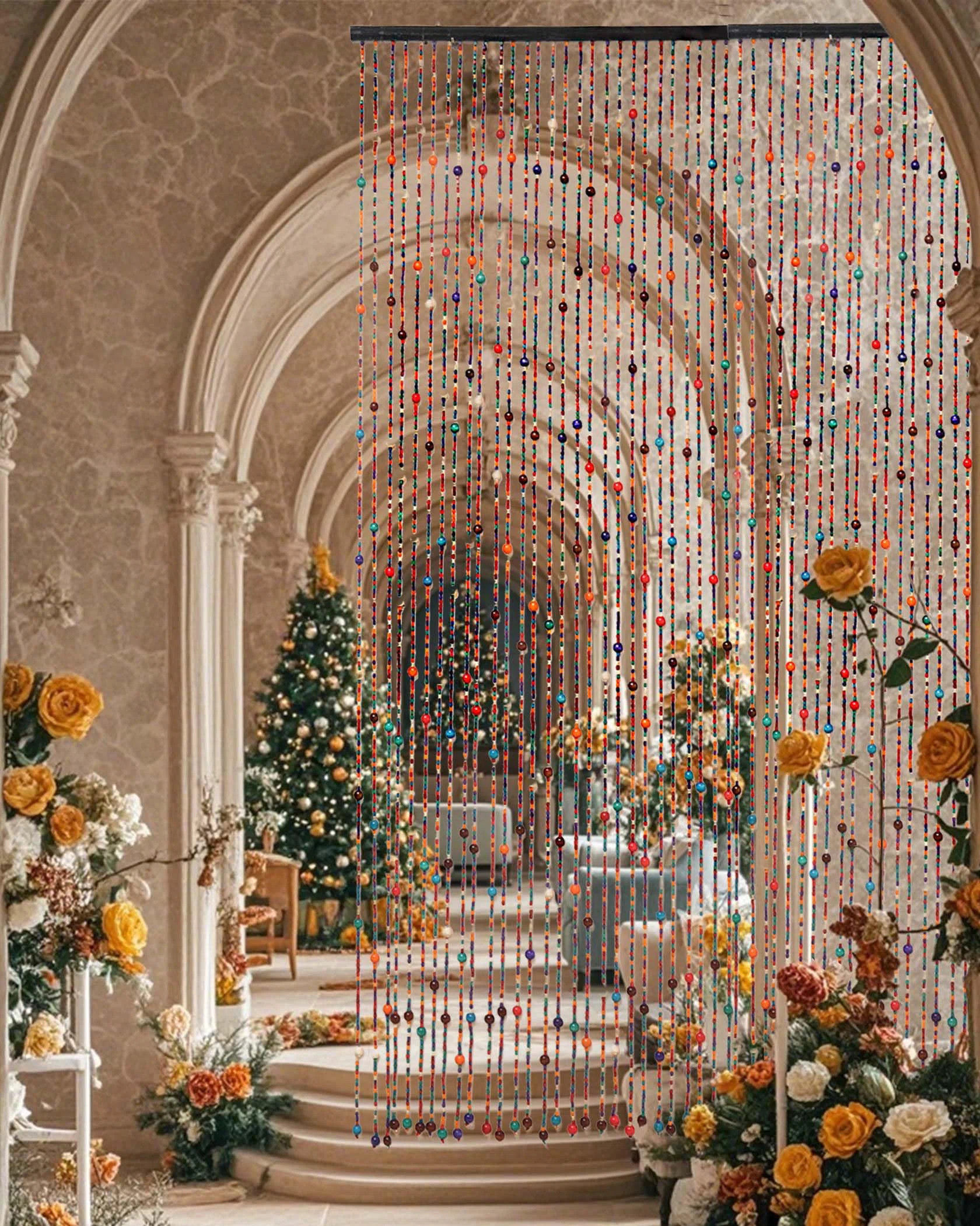 38 Strands Beaded Curtain For Doorways -35.4"X79"- Handmade Natural Beaded Curtains,Boho Doorway Wood And Bamboo Bead Curtain-As Insect Screen/Room Di | Wayfair North America