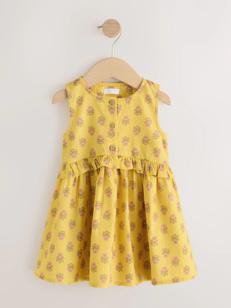 Yellow Woodblock Sleeveless Peplum Dress (3mths-8yrs) | Next US