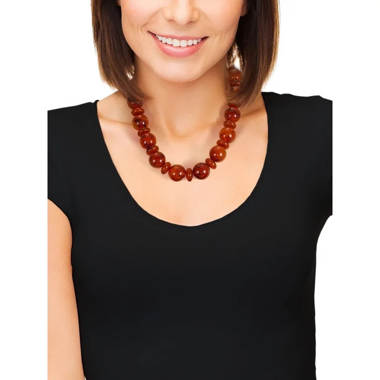Time and Tru Brown Beaded Statement Necklace, 1 Piece | Walmart (US)