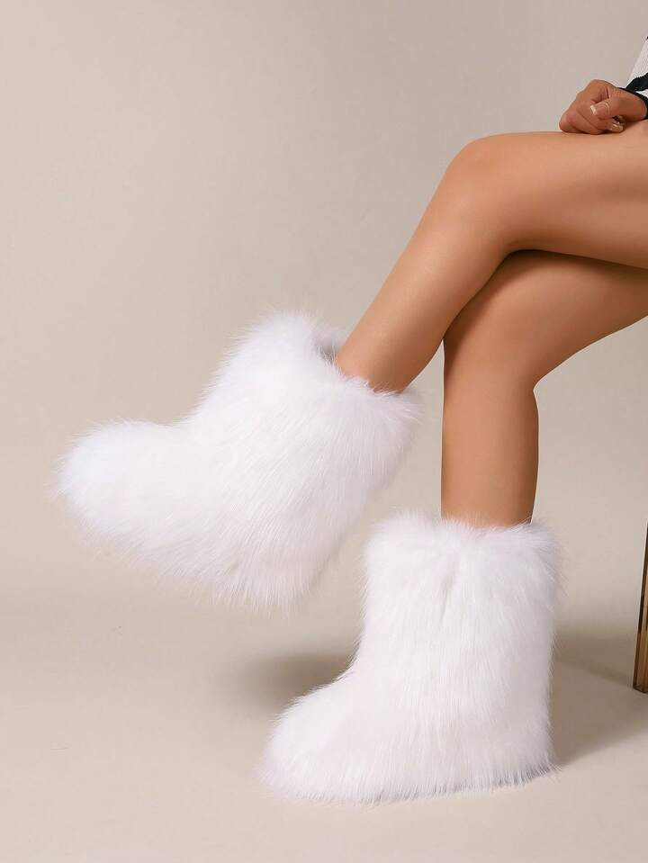 Women's Furry Faux Fur Boots  | SHEIN