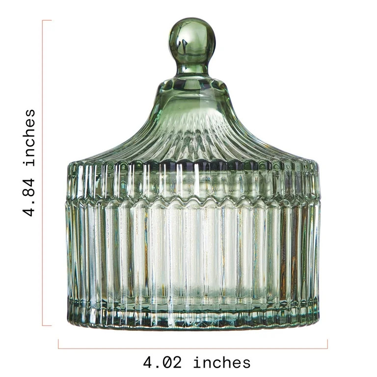Beautiful Contemporary Sage Green Ribbed Glass Lidded Decorative Jar by Drew Barrymore, 4.02" L x... | Walmart (US)