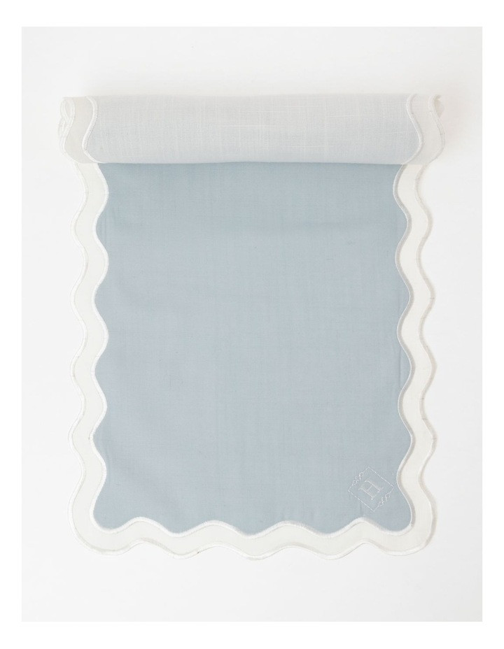 Heritage Florence Scalloped Edge Table Runner in Duck Egg Blue | Myer