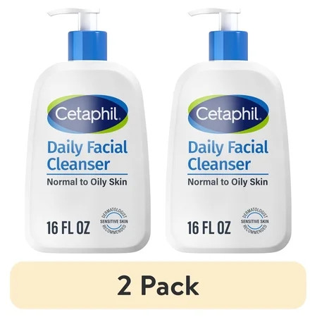 (2 pack) Cetaphil Daily Facial Cleanser Face Wash for Sensitive, Normal to Oily Skin, 16 fl oz | Walmart (US)