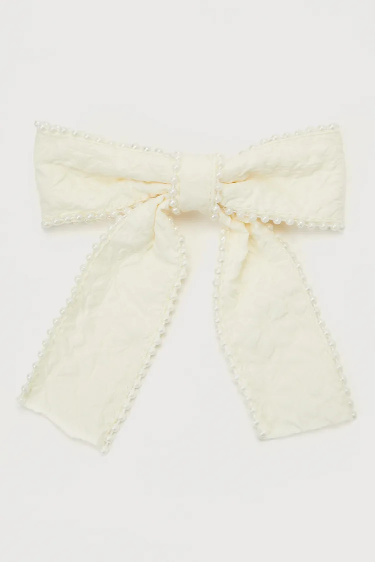 Precious Addition Ivory Textured Pearl Hair Bow Clip | Lulus