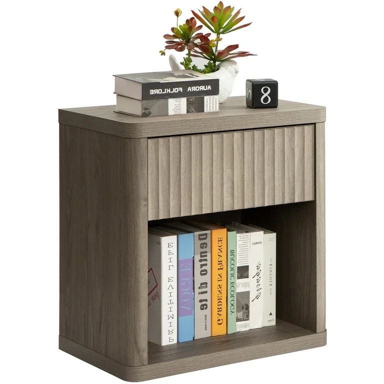 Surmoby Nightstand with Drawer and Storage Shelf,Bedside Table End Table for Bedroom Living Room,... | Walmart (US)