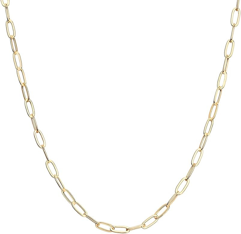 PAVOI 14K Gold Plated Paperclip Chain Necklace | Adjustable Necklaces for Women | Amazon (US)