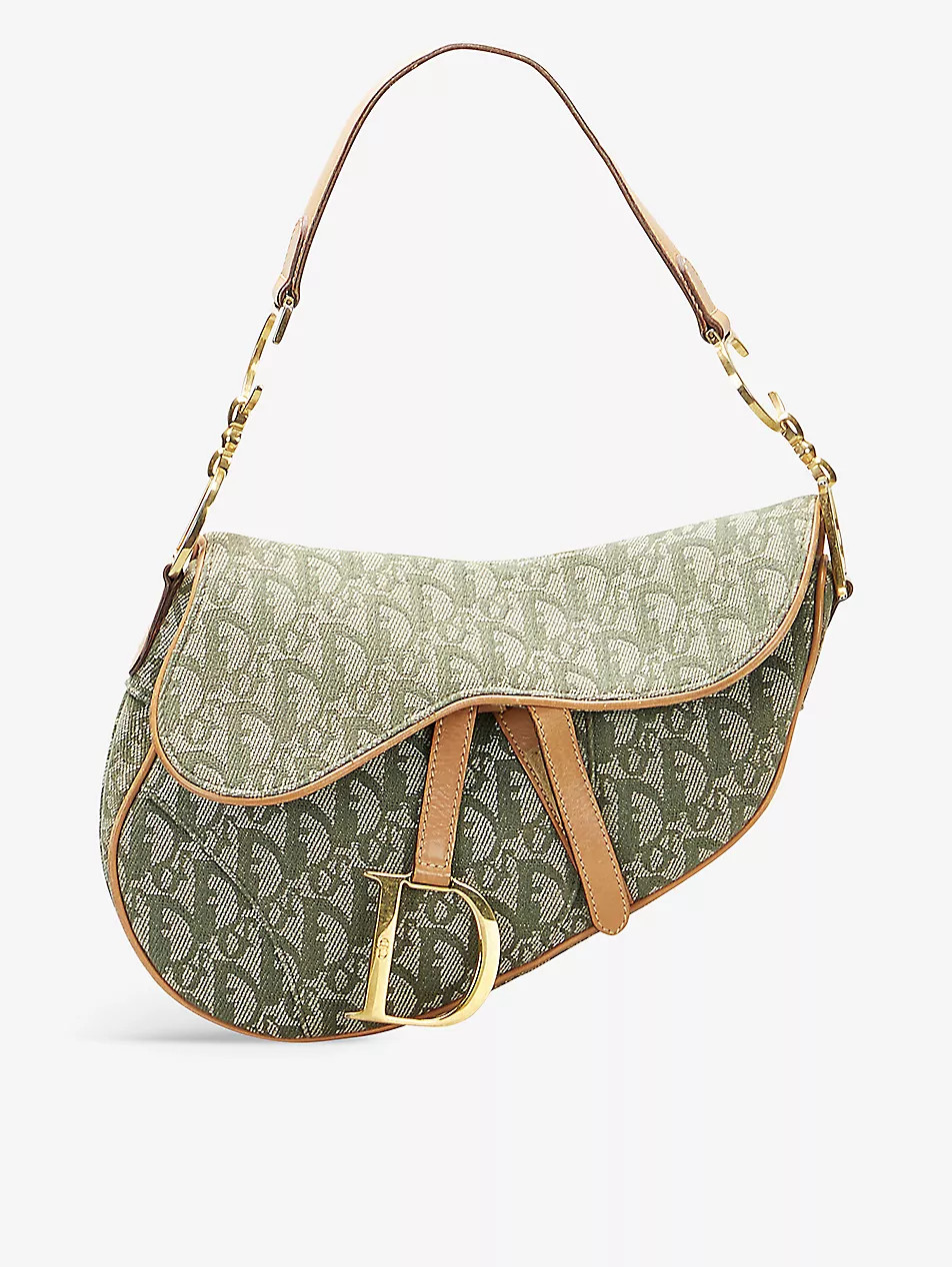 Pre-loved Dior 2001 Oblique saddle canvas shoulder bag | Selfridges