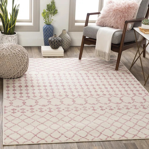 Arlington Geometric Pale Pink/Cream Area Rug | Wayfair North America