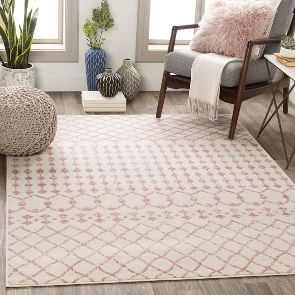 Arlington Geometric Pale Pink/Cream Area Rug | Wayfair North America